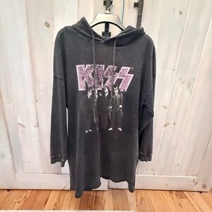 Women’s Black KISS Graphic Hoodie Mini Dress/Tunic